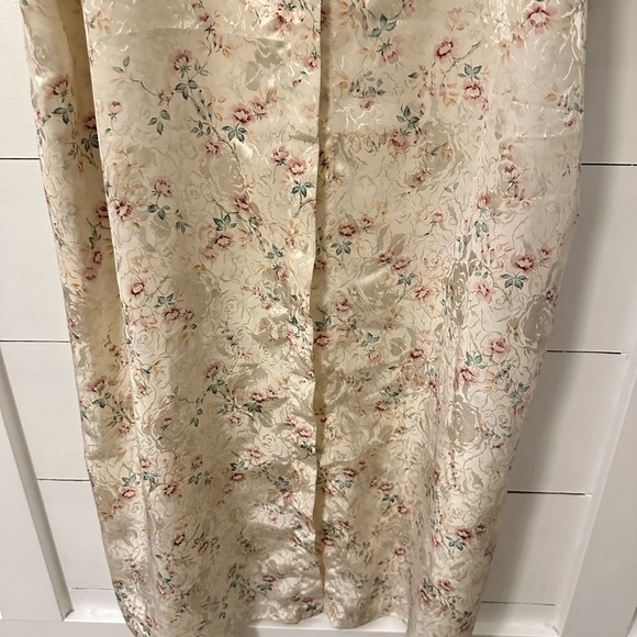 CALIFORNIA DYNASTY Vintage woman floral lace cream satin dainty feminine robe 1X - Picture 9 of 14